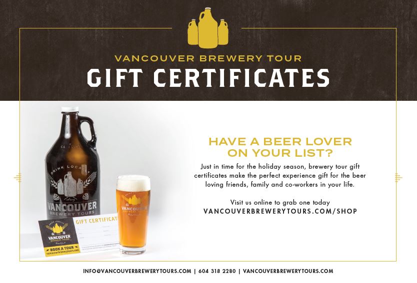Vancouver Brewery Tours Inc. - brewery tour gift certificates